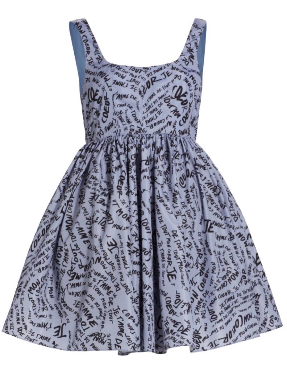 Cinq à Sept Adelina Je’Taime Fit & Flare Script Mini Dress Light Blue
